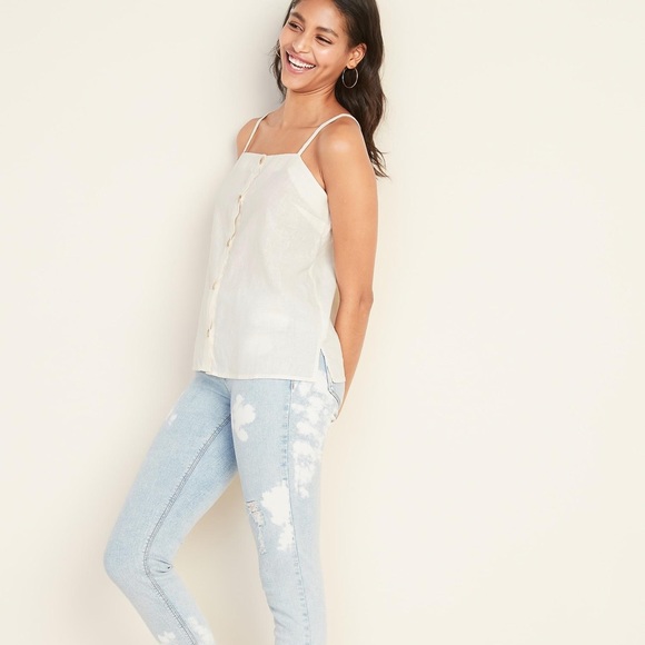 Linen Button-Front Cami Tank - Picture 4 of 4